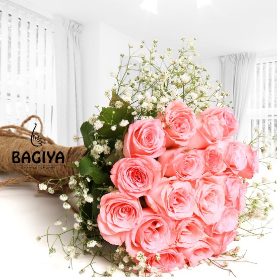 20 Charming Pink Roses Bunch