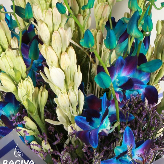 10 Blue Orchids & Tube Roses