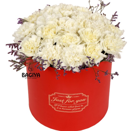 Red and White Box Bouquet