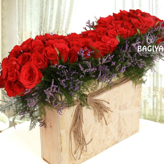 Romantic Box of 50 Red Roses