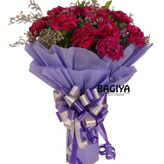 15 Purple Carnations Bunch