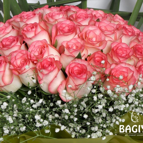 30 PINK SHADED ROSES BUNCH