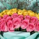 35 PINK AND YELLOW ROSES BUNCH ONLINE