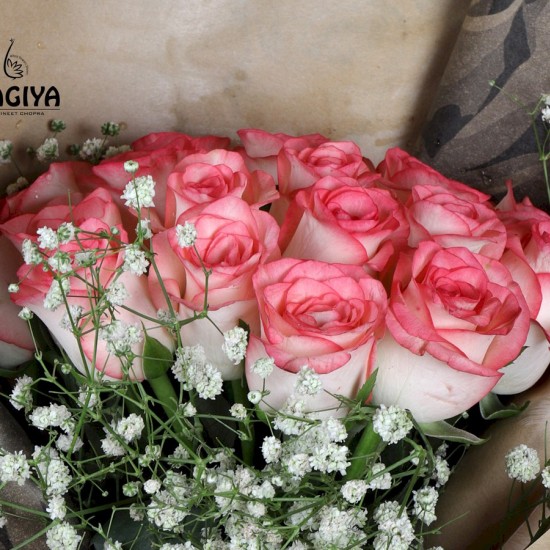 20 PINK ROSES BUNCH FLOWERS ONLINE