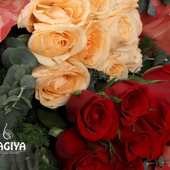 20 RED PEACH ROSES BUNCH