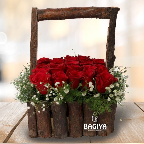 25 ROSES HANDLE BASKET