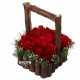 25 RED ROSES HANDLE BASKET