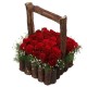 ROSES IN A WOODEN BASKET